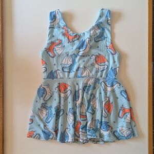 Kids' Handmade Cross Back Dragon Print Sleeveless Peplum Sz Med 10/12